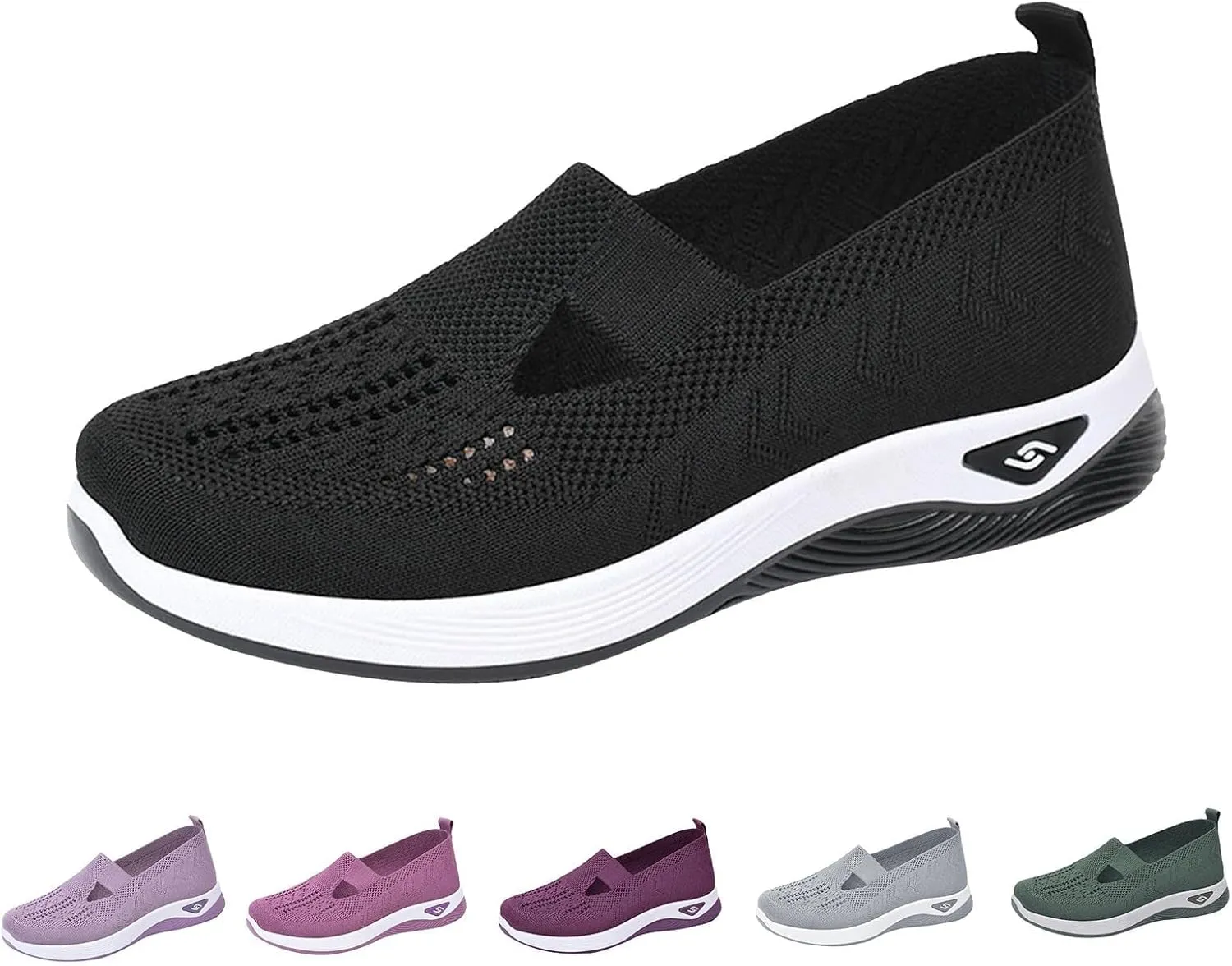 Women Walking Shoes Orthopedic Sock Sneakers Slip-On Woven Breathable Mesh Nursing Work Mesh Air Cushion Athletic Shoes