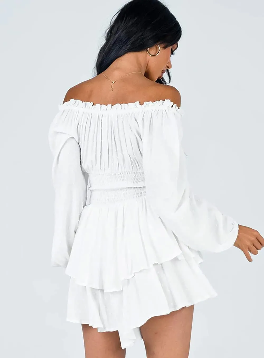 Women's Boho Romper Off Shoulder Ruffle Chiffon Shorts Jumpsuit Playsuits