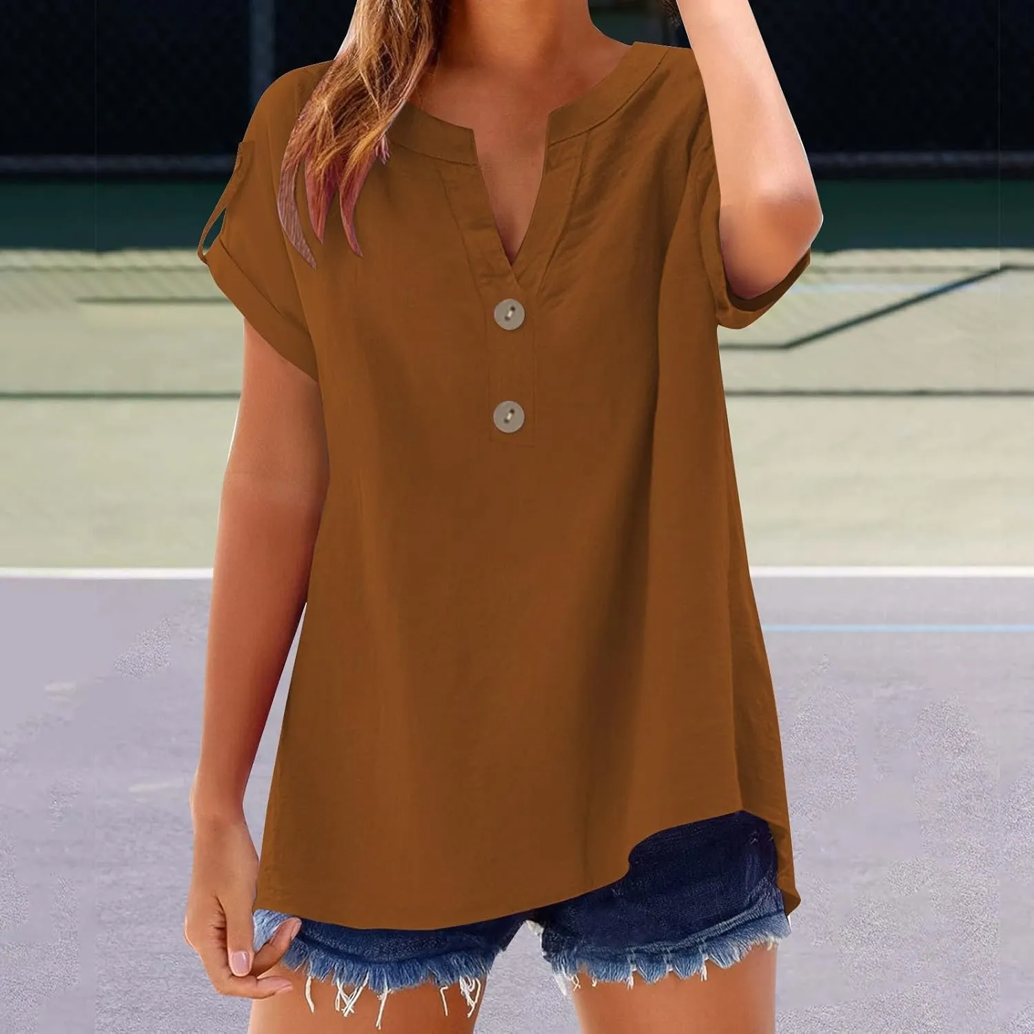 Women's Business Casual Tops Summer Elegant Satin Silk Short Sleeve Shirts V Neck Chiffon Work Business Blouses