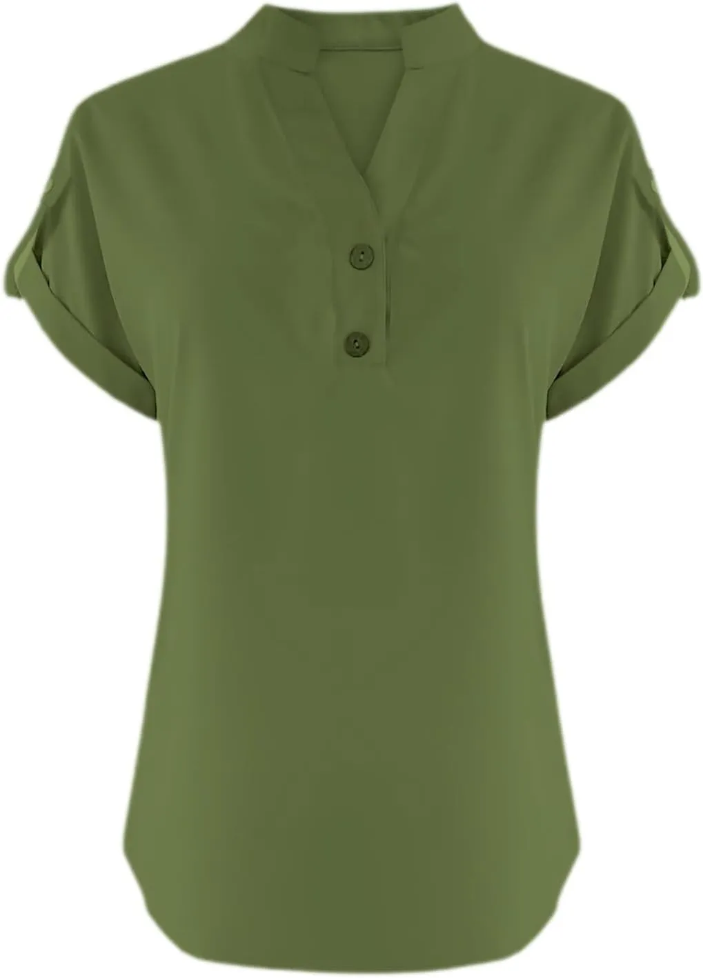 Women's Business Casual Tops Summer Elegant Satin Silk Short Sleeve Shirts V Neck Chiffon Work Business Blouses
