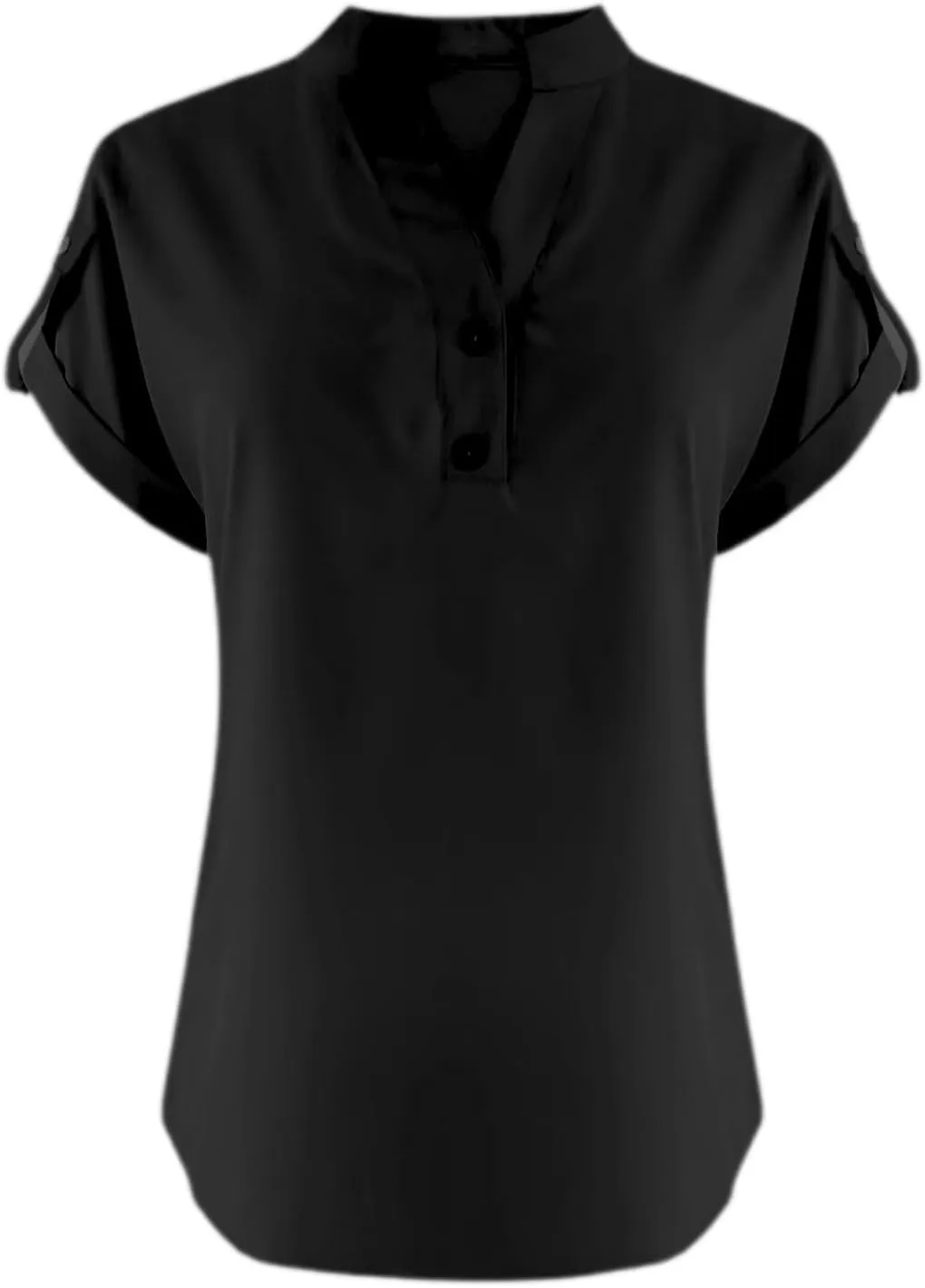 Women's Business Casual Tops Summer Elegant Satin Silk Short Sleeve Shirts V Neck Chiffon Work Business Blouses