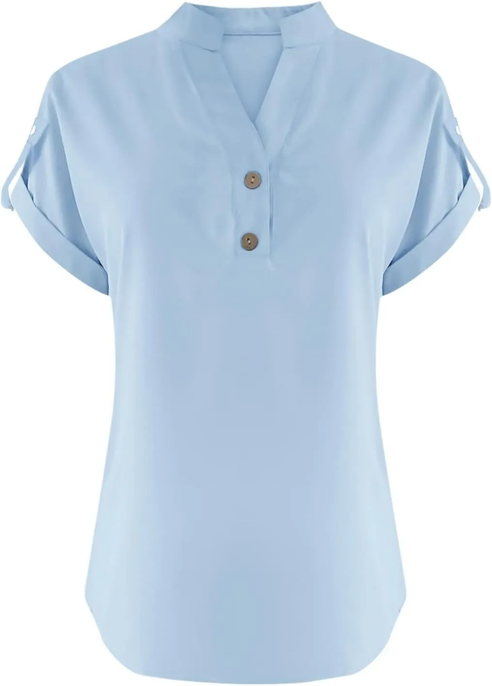 Women's Business Casual Tops Summer Elegant Satin Silk Short Sleeve Shirts V Neck Chiffon Work Business Blouses