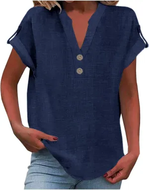 Women's Business Casual Tops Summer Elegant Satin Silk Short Sleeve Shirts V Neck Chiffon Work Business Blouses
