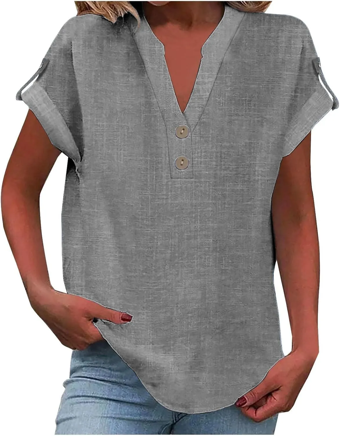Women's Business Casual Tops Summer Elegant Satin Silk Short Sleeve Shirts V Neck Chiffon Work Business Blouses