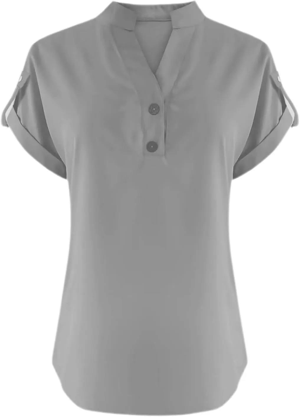 Women's Business Casual Tops Summer Elegant Satin Silk Short Sleeve Shirts V Neck Chiffon Work Business Blouses