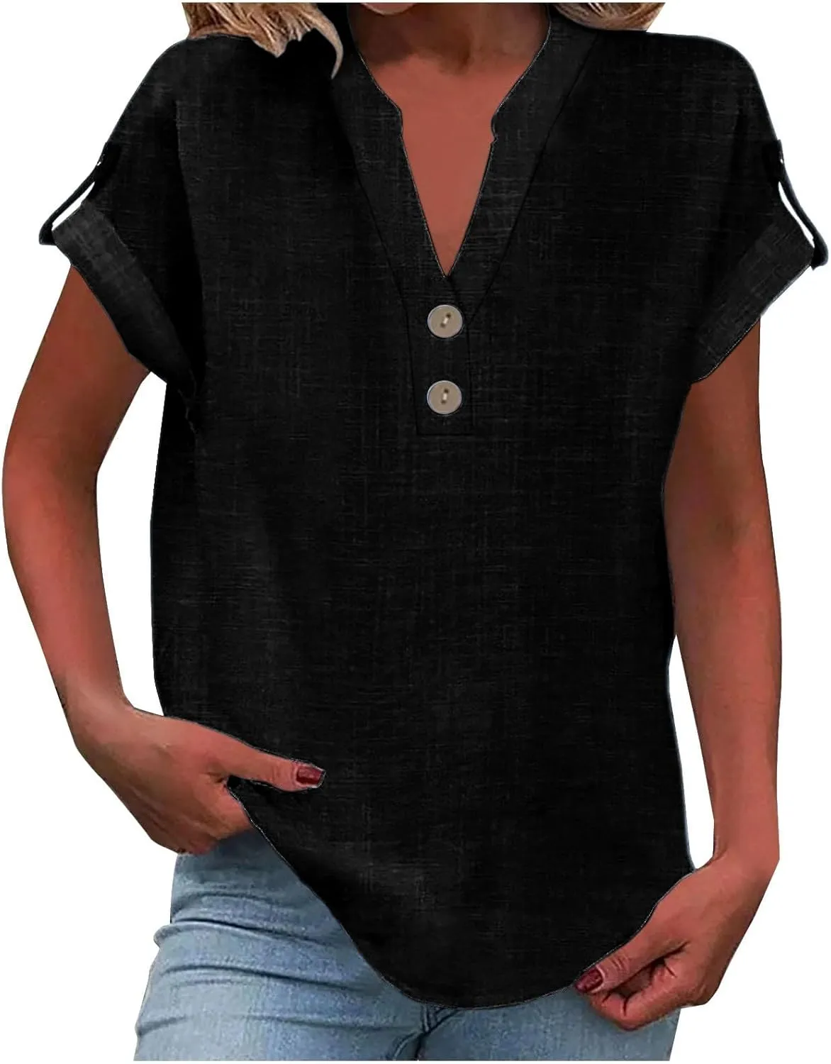 Women's Business Casual Tops Summer Elegant Satin Silk Short Sleeve Shirts V Neck Chiffon Work Business Blouses