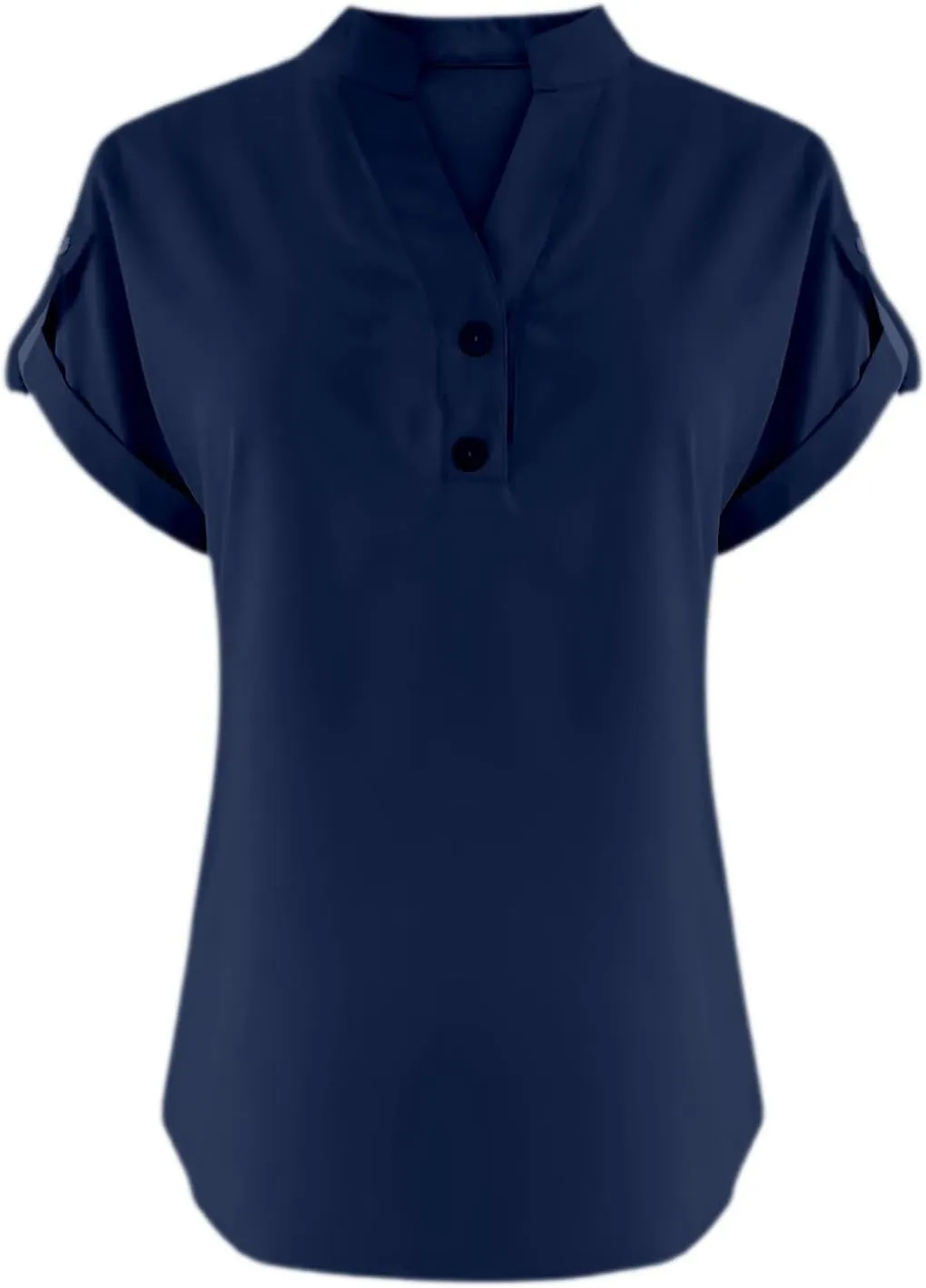 Women's Business Casual Tops Summer Elegant Satin Silk Short Sleeve Shirts V Neck Chiffon Work Business Blouses