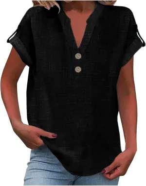 Women's Business Casual Tops Summer Elegant Satin Silk Short Sleeve Shirts V Neck Chiffon Work Business Blouses