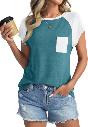 Womens Cap Sleeve Crew Neck T Shirts Loose Fit Short Sleeve Shirts Casual Summer Tops 2025