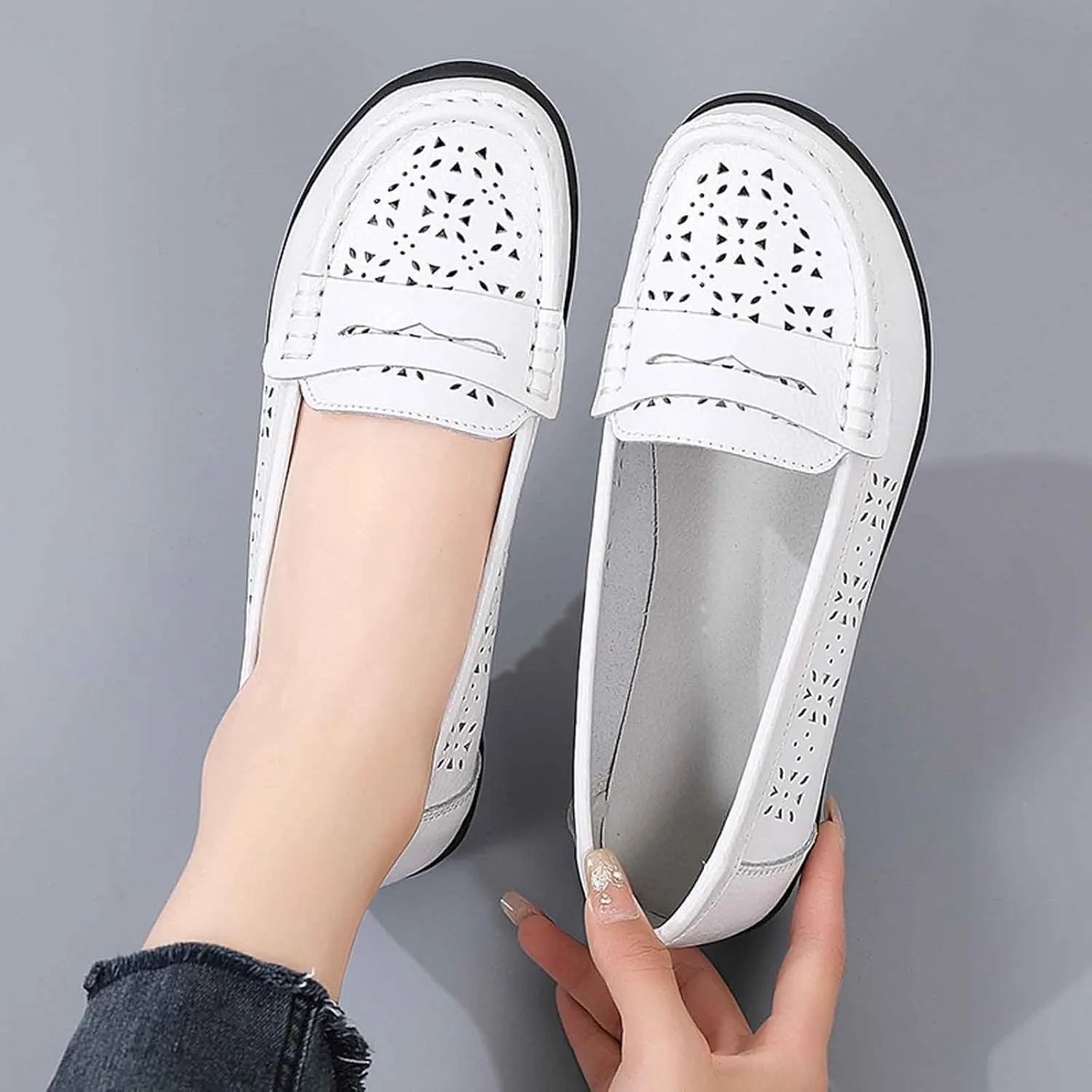 Women's Casual Closed Toe Slip On Loafers Breathable Comfortable Walking Shoes Softsole Arch Support Mules for Daily Wear