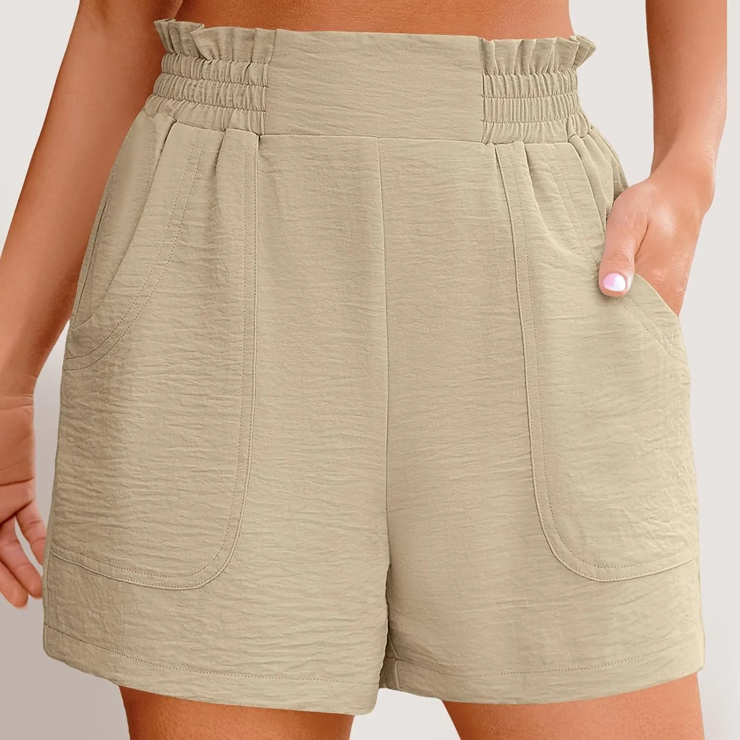 Womens Casual High Waisted Shorts Wide Leg Frill Elastic Waist Lounge Cute Beach Shorts 2025 Summer Vacation Outfits