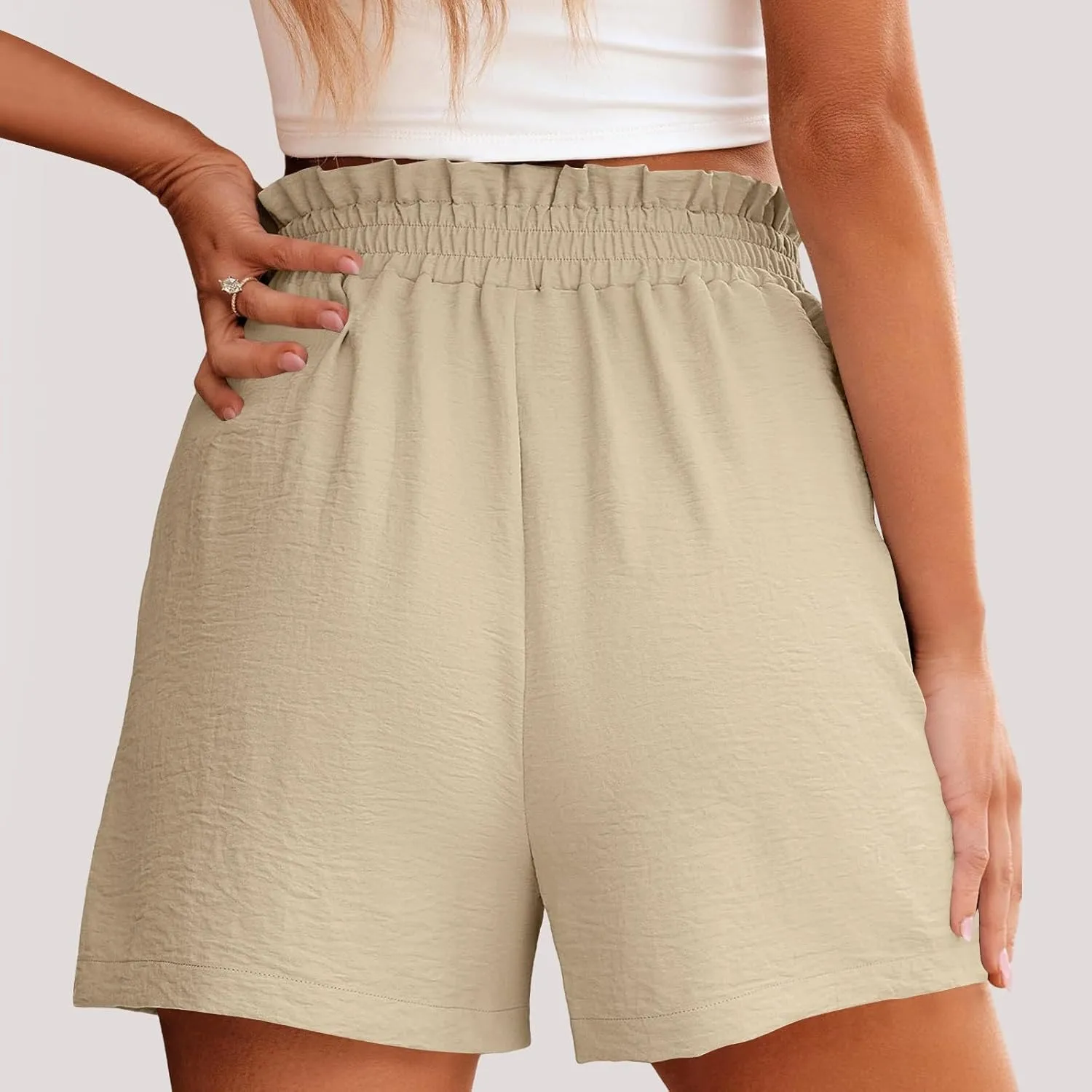 Womens Casual High Waisted Shorts Wide Leg Frill Elastic Waist Lounge Cute Beach Shorts 2025 Summer Vacation Outfits