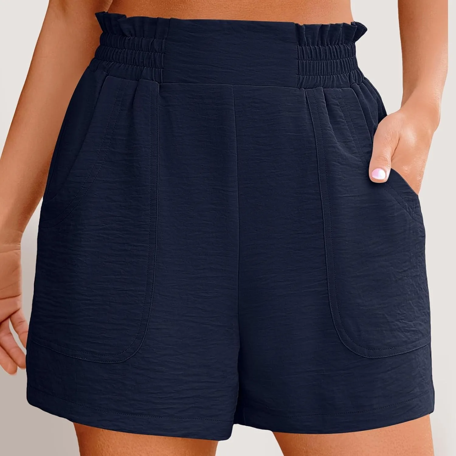 Womens Casual High Waisted Shorts Wide Leg Frill Elastic Waist Lounge Cute Beach Shorts 2025 Summer Vacation Outfits