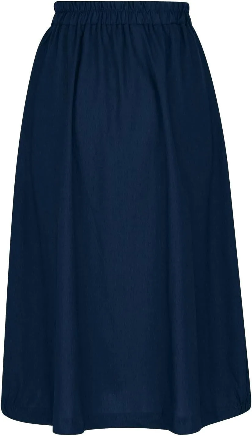 Women's Cotton Linen Skirts Elastic High Waist Button Pleated Midi Skirt with Pockets Casual Fashion Loose Fit Skirt