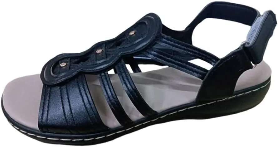 Womens Dressy Rhinestone Sandals Low Wedge Heel Elastic Ankle Strap Summer Casual Shoes Comfortable Beach Walking Slides Open Toe Orthopedic Shoes for Women