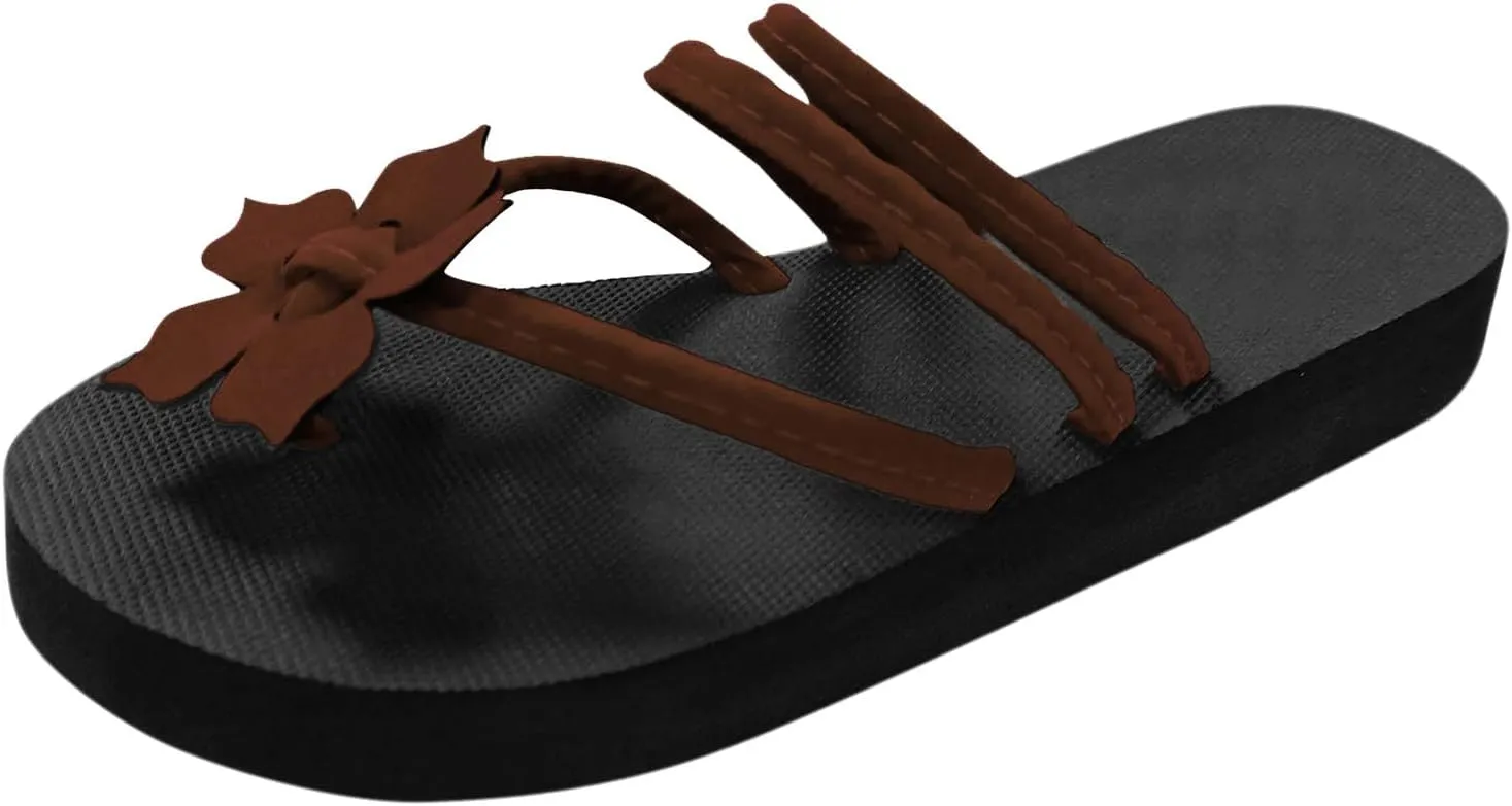 Womens Flat Sandals Summer Beach Comfortable Slides Slip On Open Toe Dressy Leather Memory Foam Vacation Support