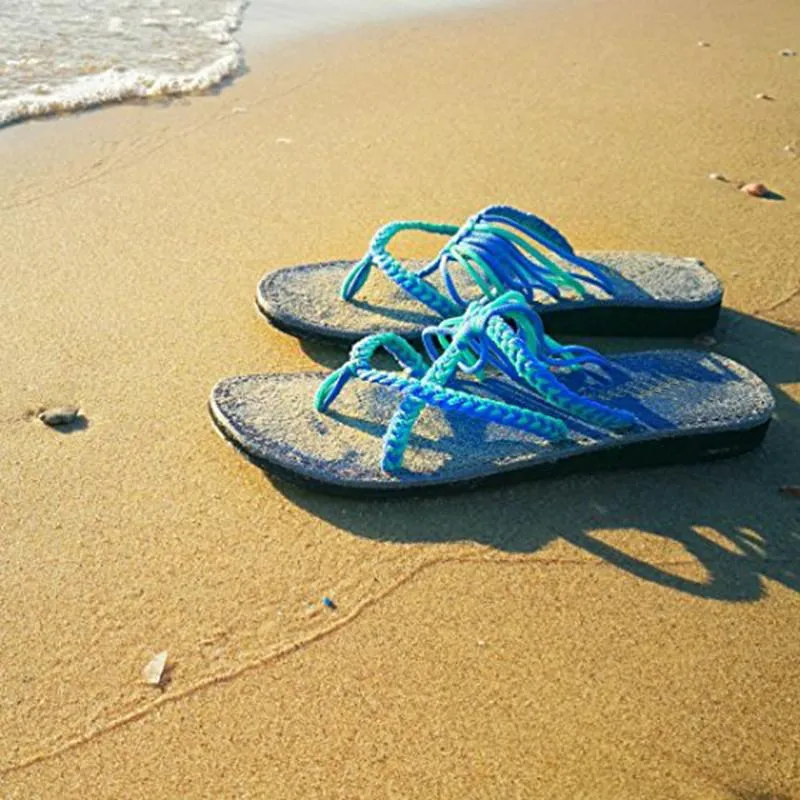 Womens Flat Yoga Mat Slipper Summer Shoes Strap Beach Flip-Flops