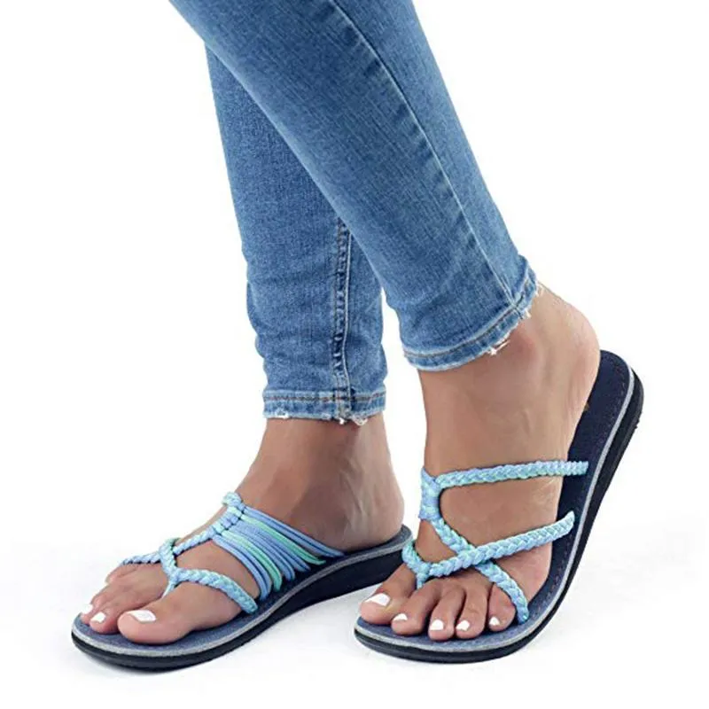 Womens Flat Yoga Mat Slipper Summer Shoes Strap Beach Flip-Flops