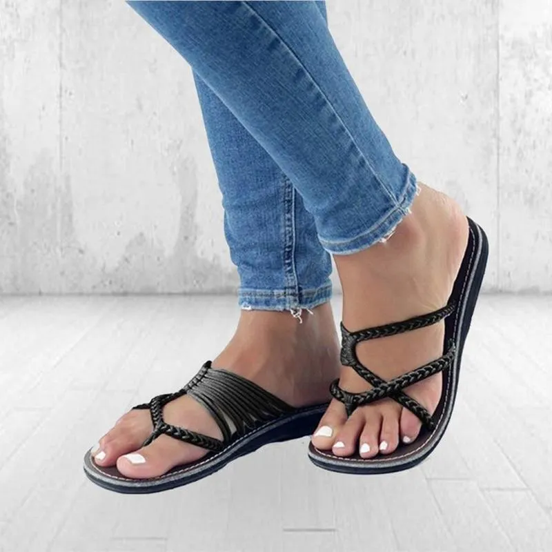 Womens Flat Yoga Mat Slipper Summer Shoes Strap Beach Flip-Flops