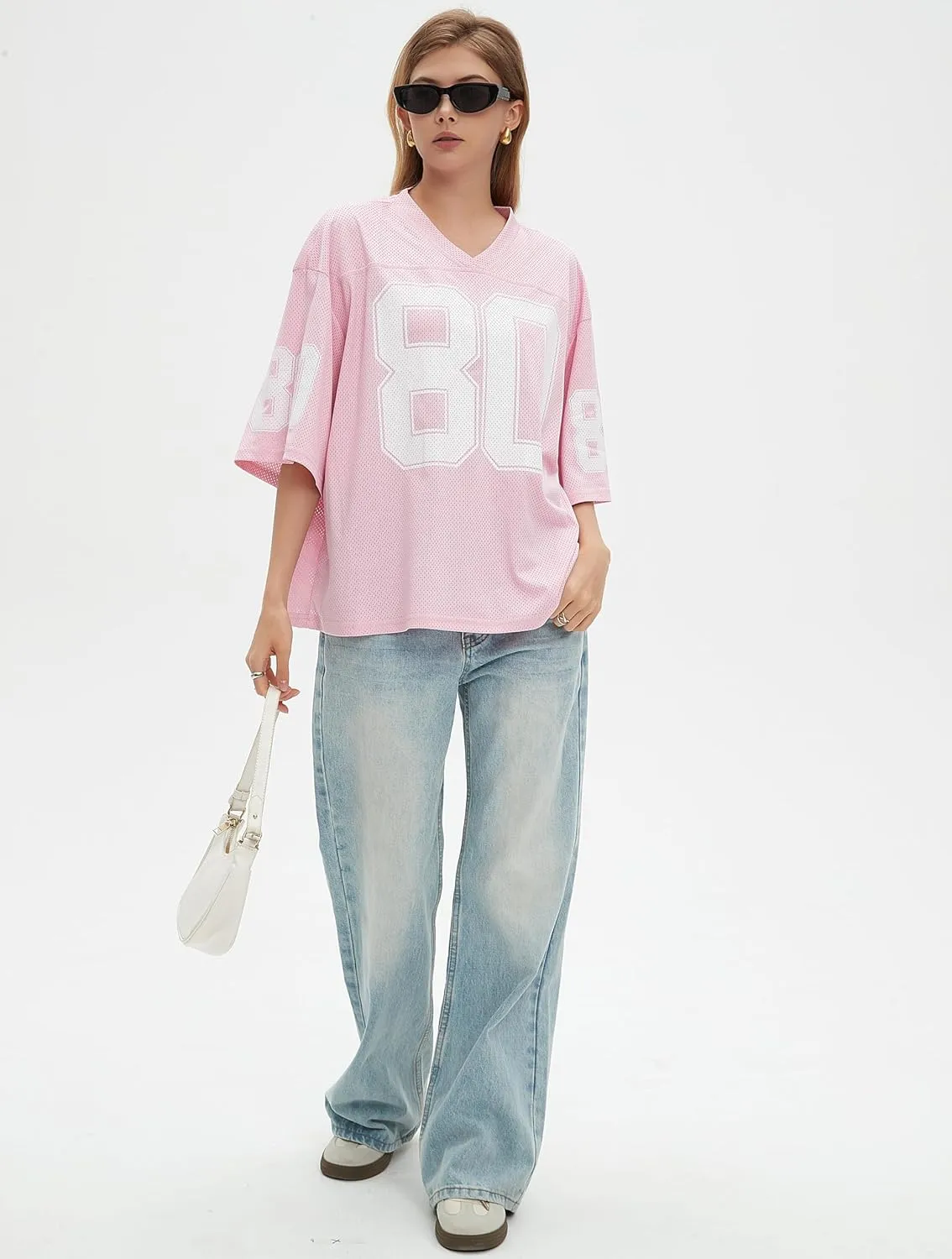 Womens Graphic Tees - Oversized Jersey Summer Top Jersey Top Coquette Clothes Y2k Streetwear Short Sleeve Shirts
