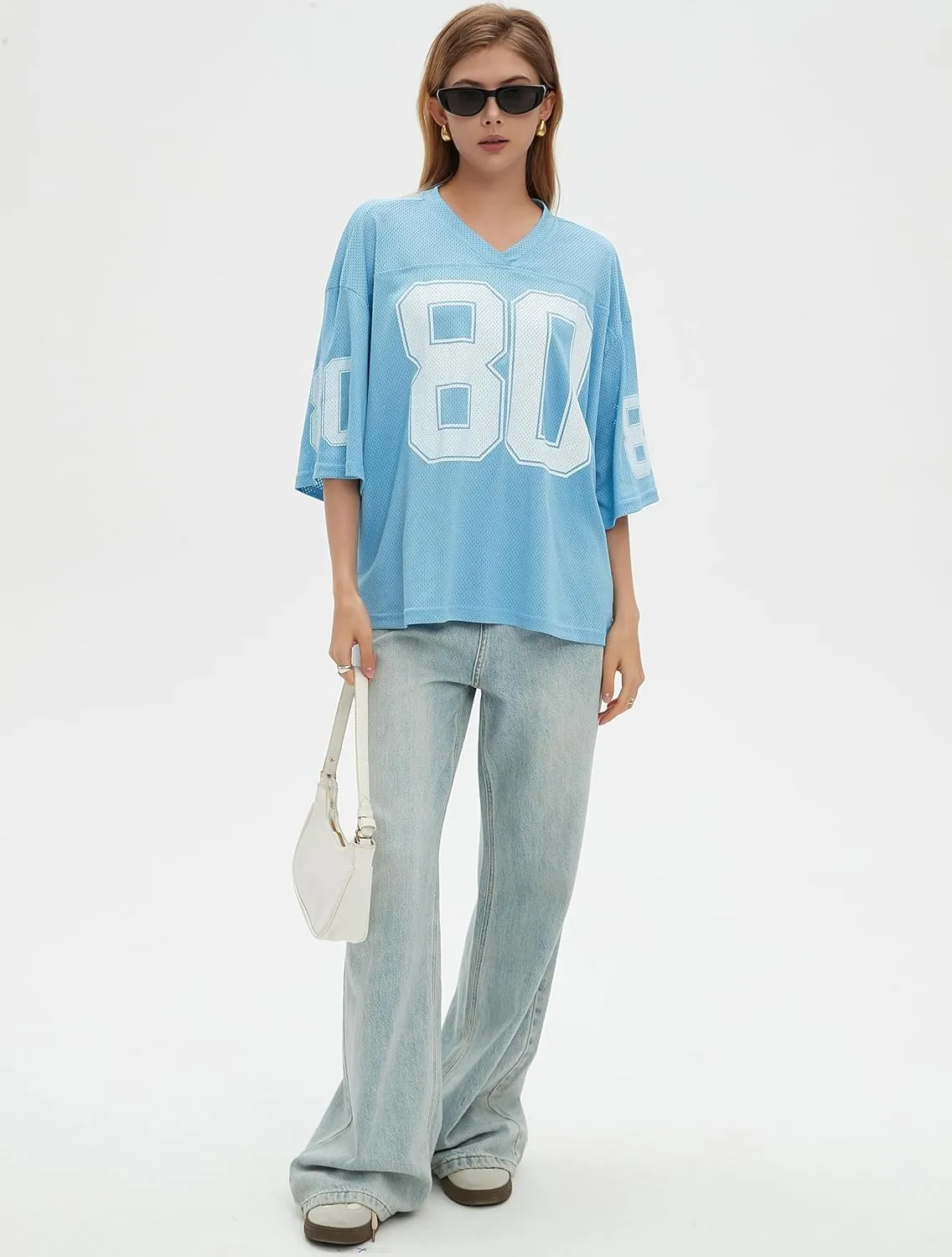 Womens Graphic Tees - Oversized Jersey Summer Top Jersey Top Coquette Clothes Y2k Streetwear Short Sleeve Shirts