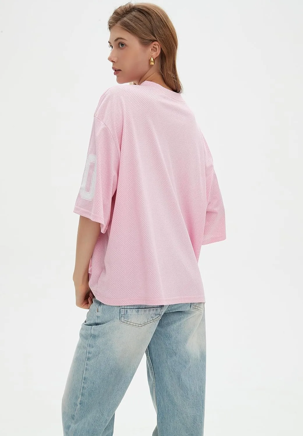 Womens Graphic Tees - Oversized Jersey Summer Top Jersey Top Coquette Clothes Y2k Streetwear Short Sleeve Shirts