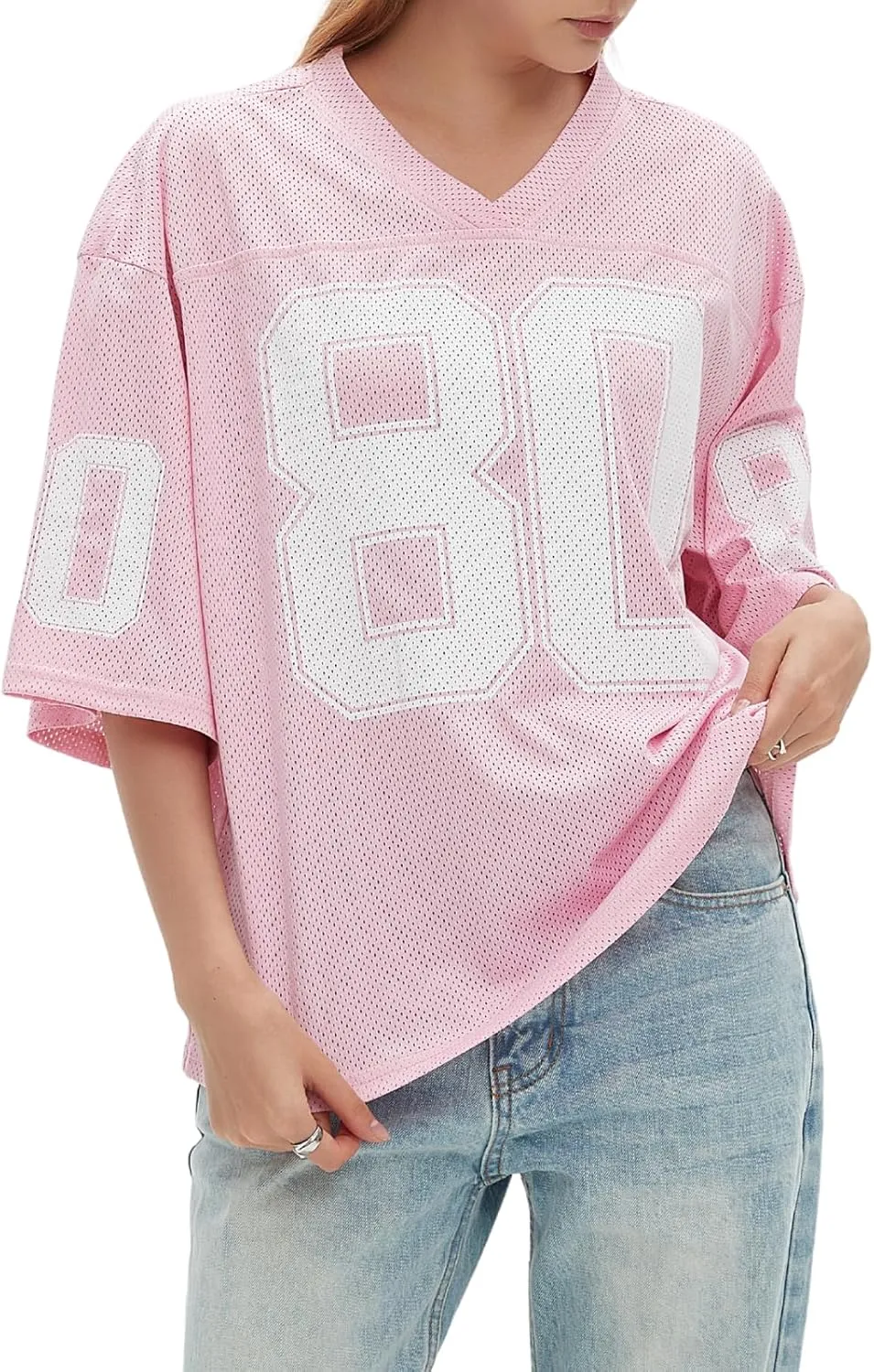 Womens Graphic Tees - Oversized Jersey Summer Top Jersey Top Coquette Clothes Y2k Streetwear Short Sleeve Shirts
