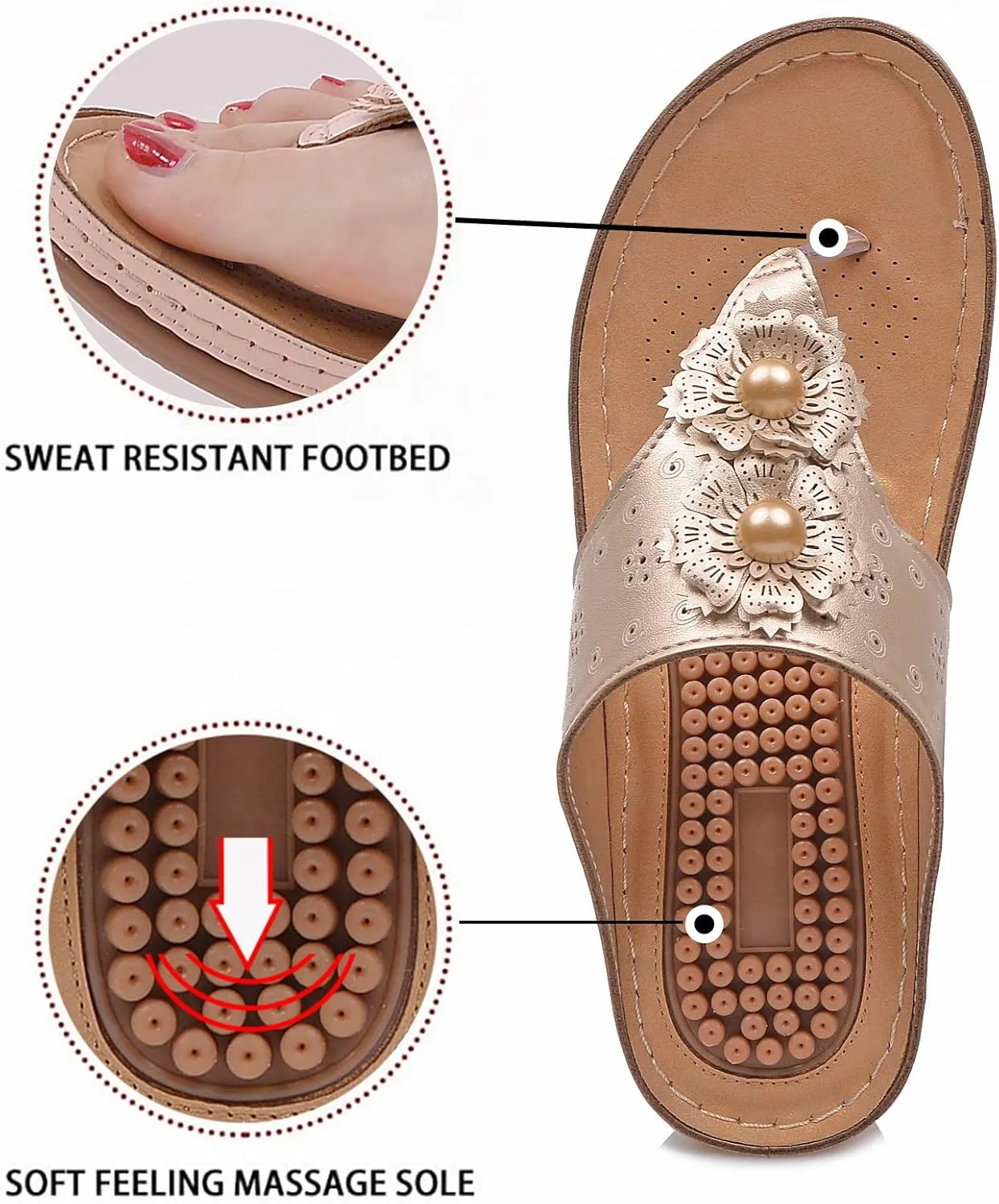 Womens Orthopedic Walking Sandals with Arch Support Thick Cushion Comfortable Recovery Slides for Plantar Fasciitis Summer Beach Activities