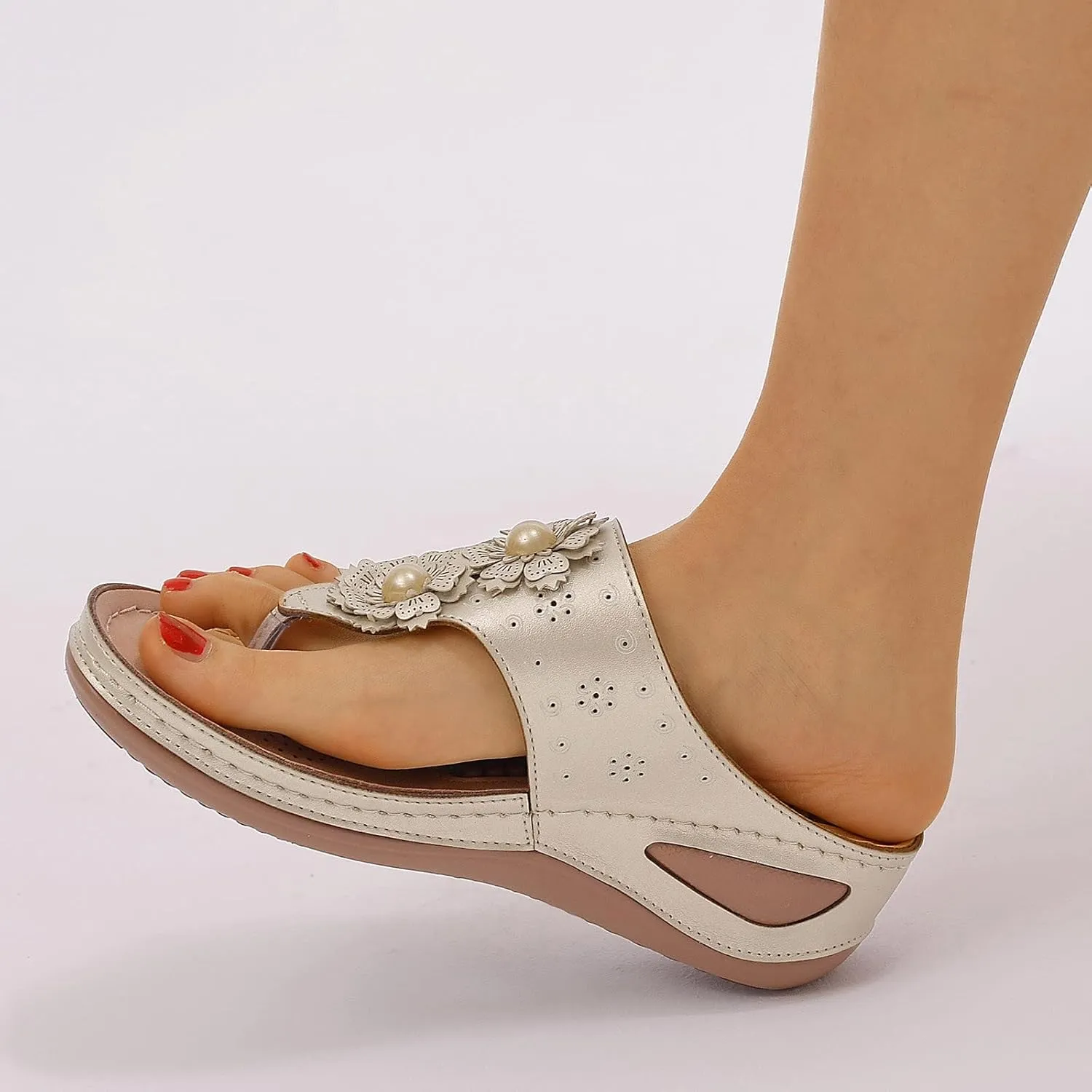 Womens Orthopedic Walking Sandals with Arch Support Thick Cushion Comfortable Recovery Slides for Plantar Fasciitis Summer Beach Activities
