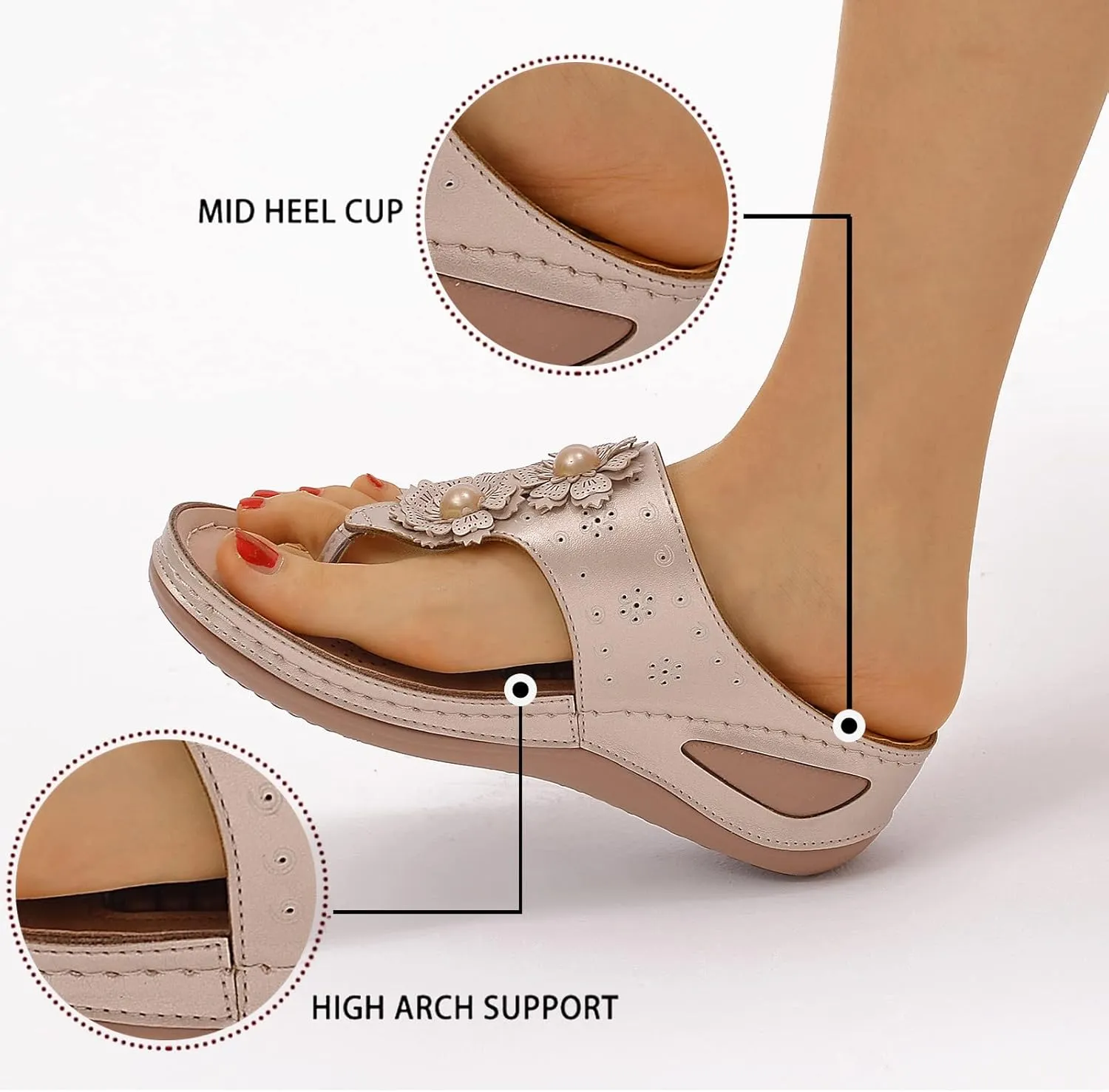 Womens Orthopedic Walking Sandals with Arch Support Thick Cushion Comfortable Recovery Slides for Plantar Fasciitis Summer Beach Activities