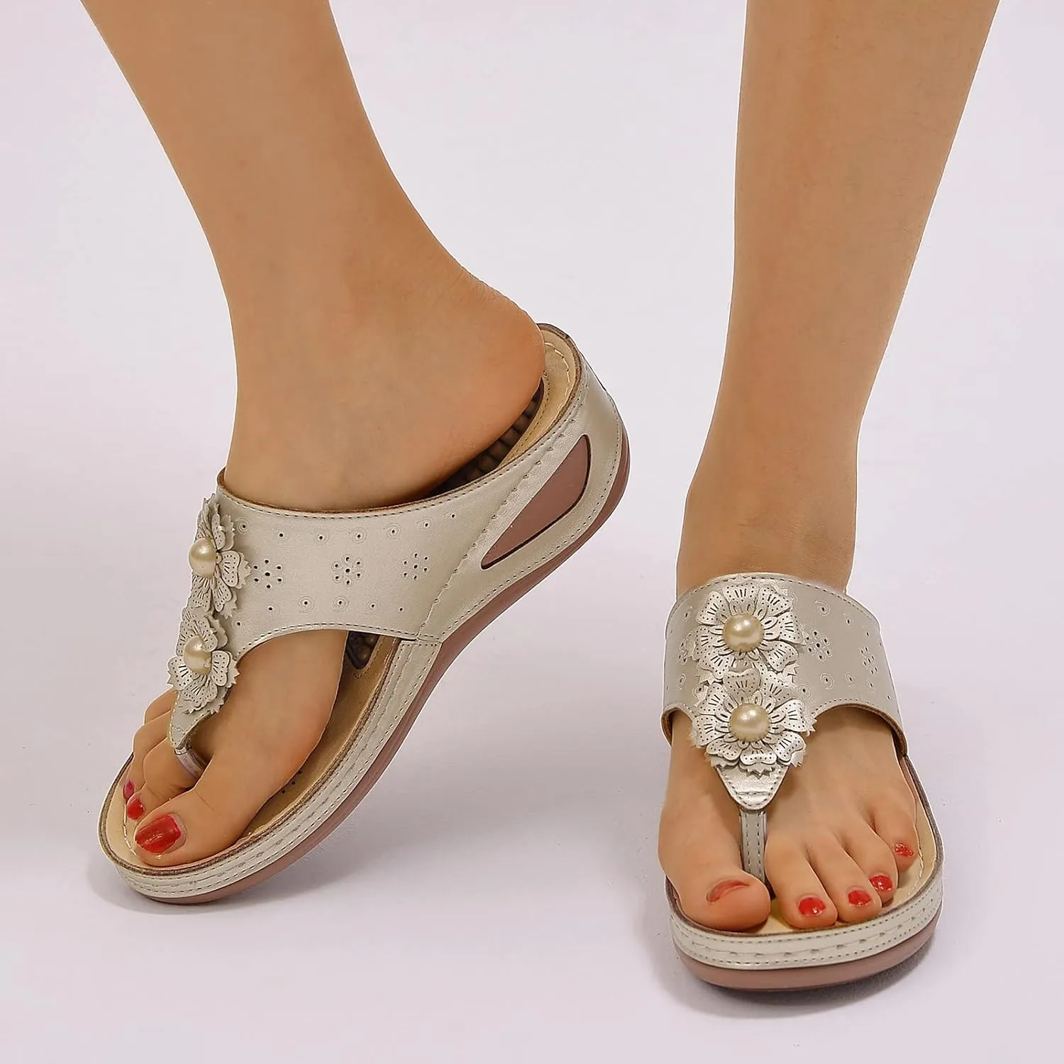 Womens Orthopedic Walking Sandals with Arch Support Thick Cushion Comfortable Recovery Slides for Plantar Fasciitis Summer Beach Activities