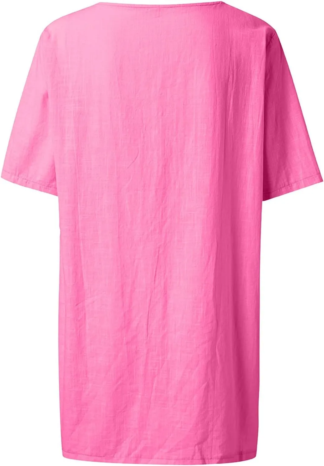 Womens Short Sleeve Shirts 2025 Summer Vacation Beach Fashion Solid Linen Tops Casual Blouses Western Wear