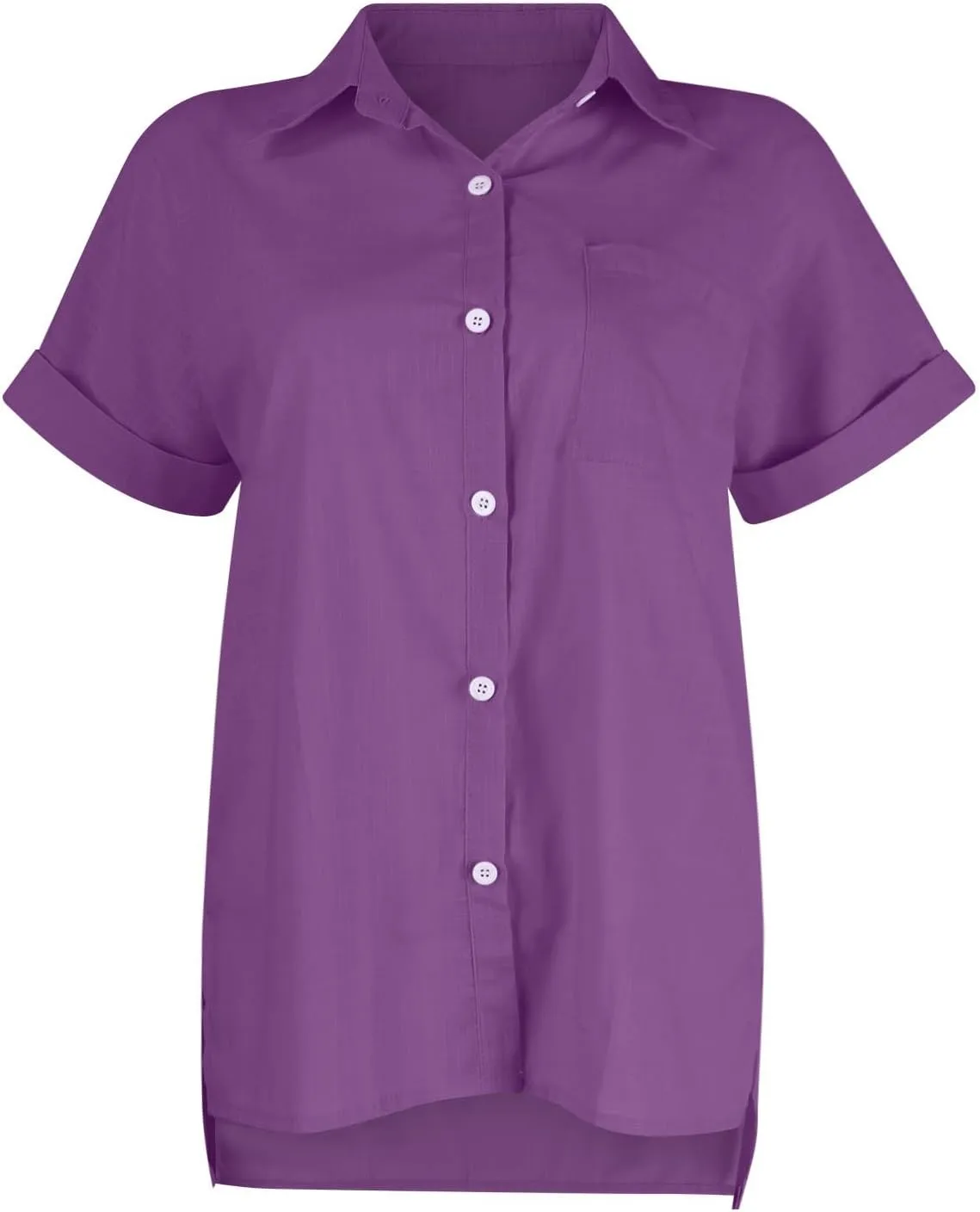 Womens Short Sleeve Shirts 2025 Summer Vacation Beach Fashion Solid Linen Tops Casual Blouses Western Wear
