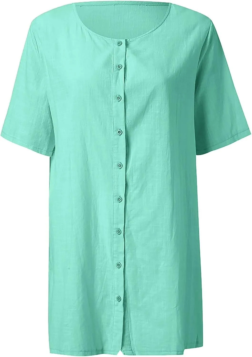 Womens Short Sleeve Shirts 2025 Summer Vacation Beach Fashion Solid Linen Tops Casual Blouses Western Wear