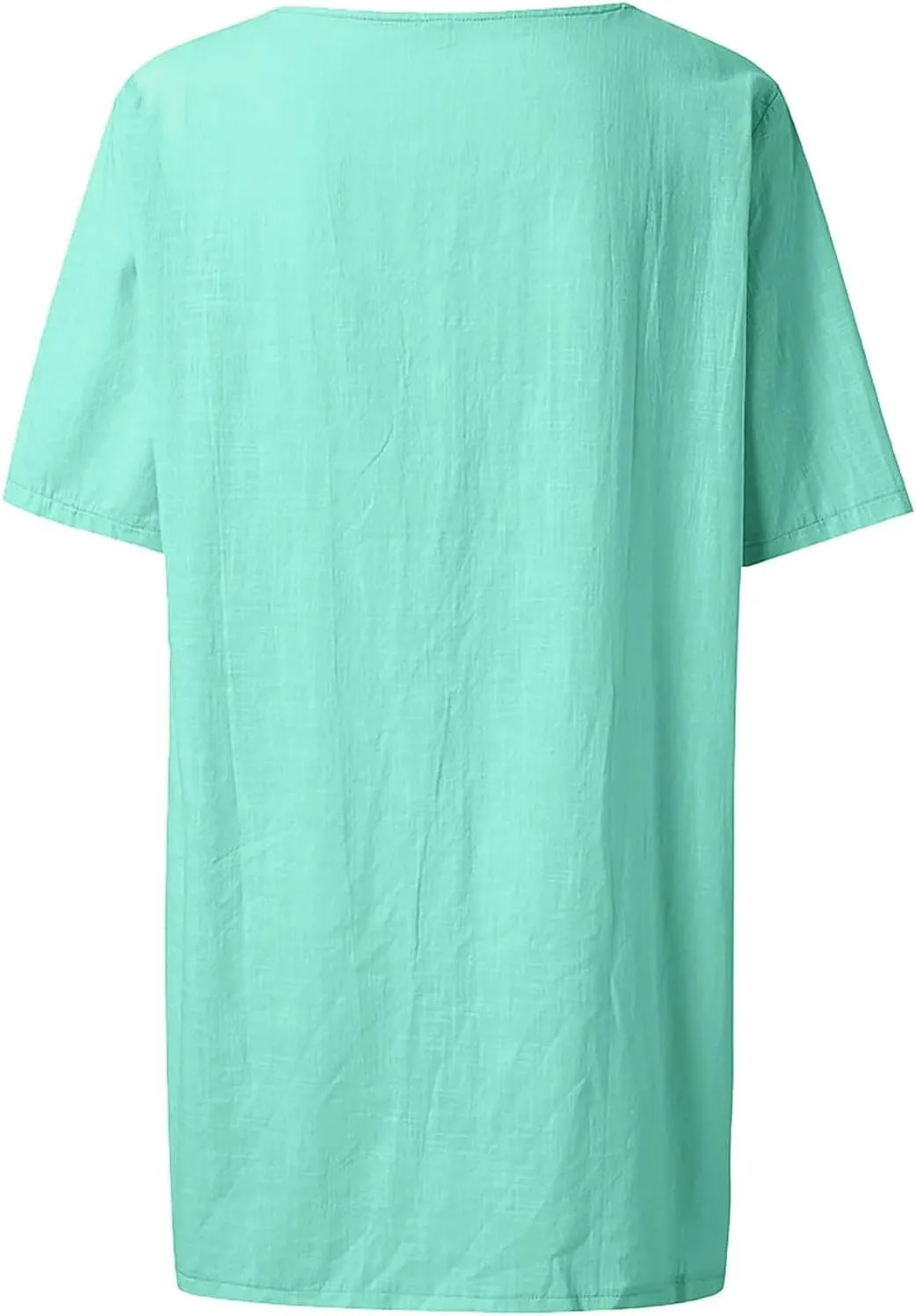 Womens Short Sleeve Shirts 2025 Summer Vacation Beach Fashion Solid Linen Tops Casual Blouses Western Wear