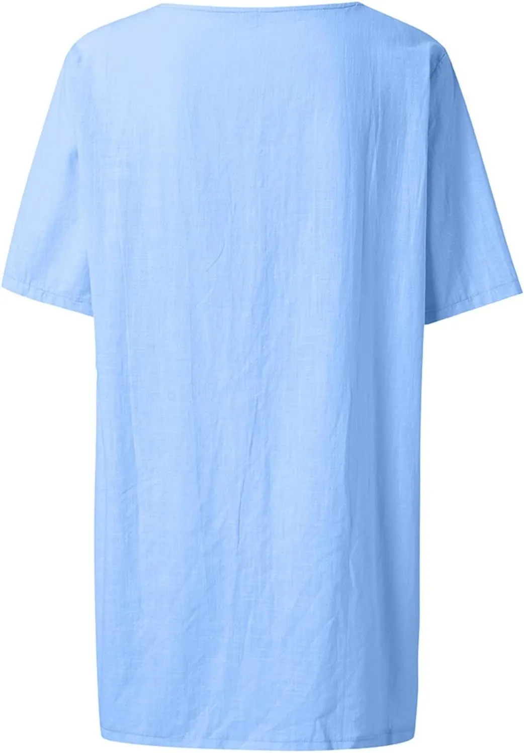 Womens Short Sleeve Shirts 2025 Summer Vacation Beach Fashion Solid Linen Tops Casual Blouses Western Wear