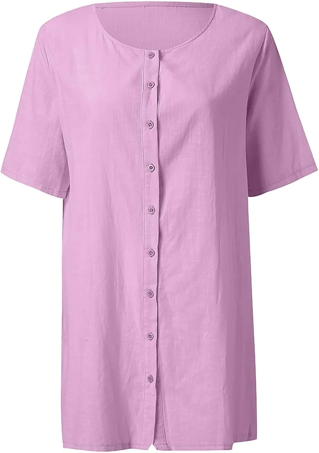 Womens Short Sleeve Shirts 2025 Summer Vacation Beach Fashion Solid Linen Tops Casual Blouses Western Wear