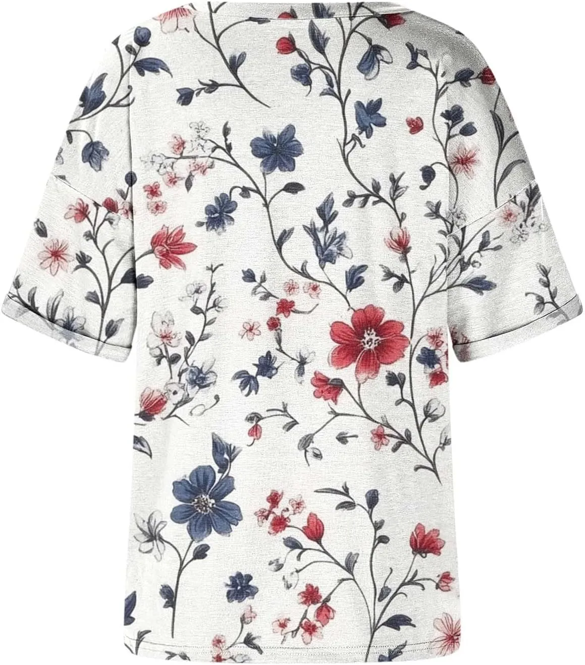 Women's Short Sleeve Shirts Boho Floral Graphic Print Tunic Blouses Loose Casual Trendy Tee Tops