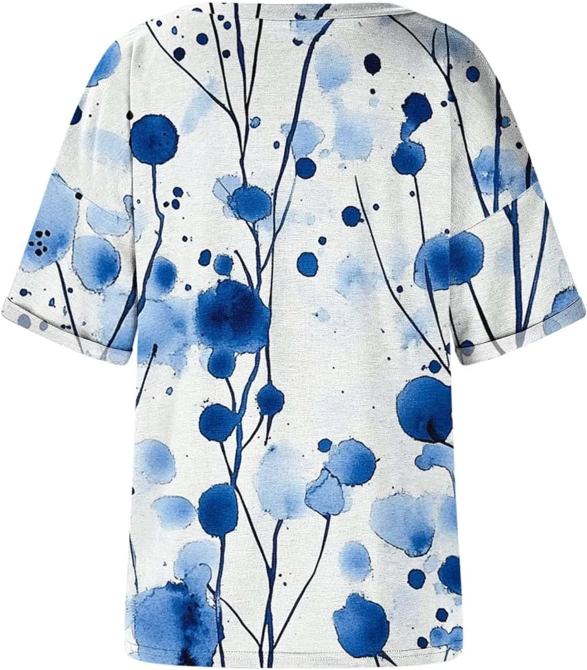 Women's Short Sleeve Shirts Boho Floral Graphic Print Tunic Blouses Loose Casual Trendy Tee Tops