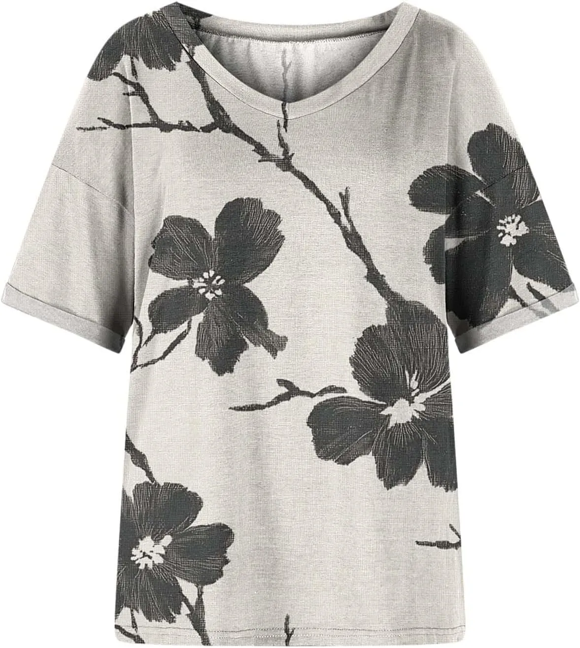 Women's Short Sleeve Shirts Boho Floral Graphic Print Tunic Blouses Loose Casual Trendy Tee Tops