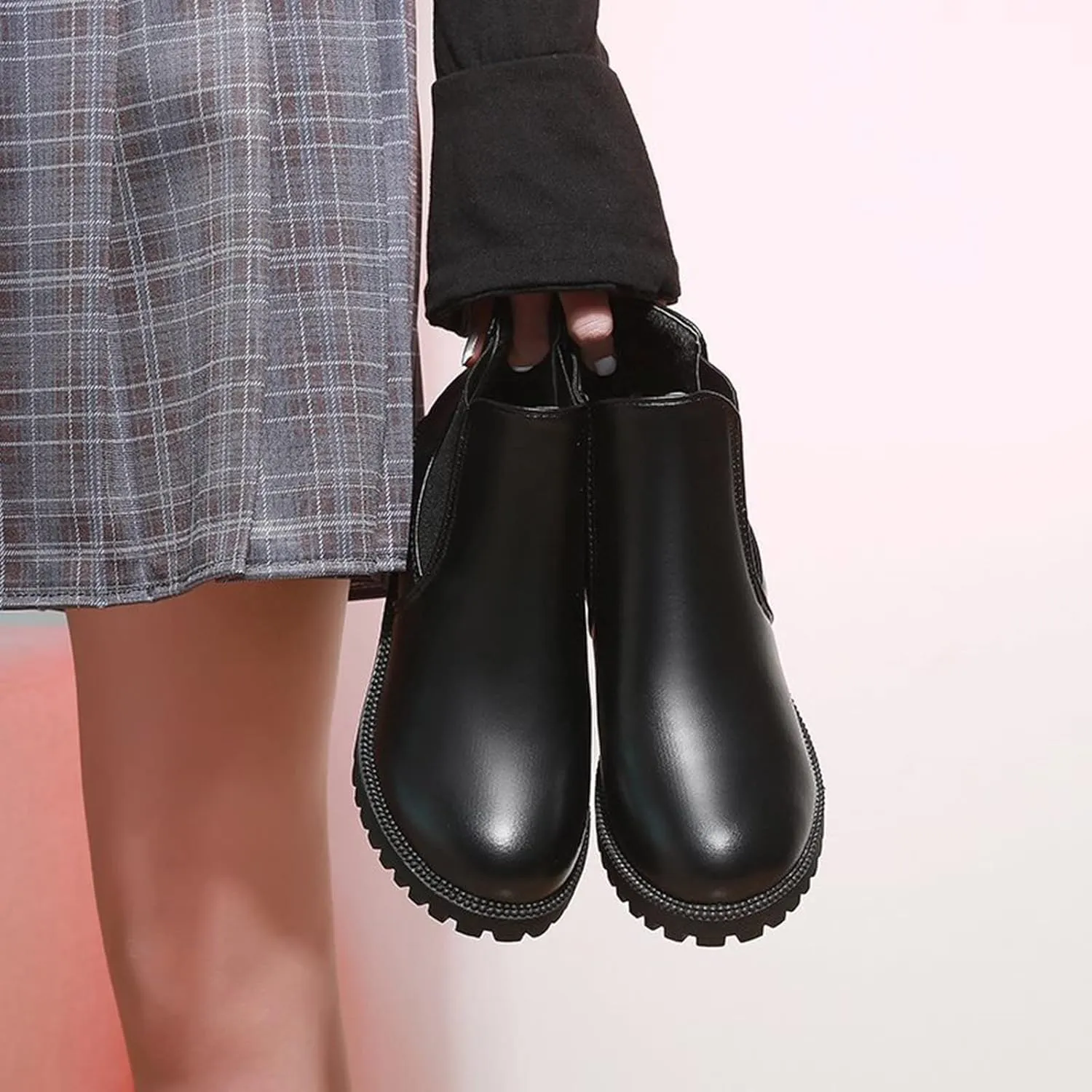 Womens Snow Boots Ankle Fall Booties for Women 2024 Boots for Women with Heel Boot Shoe Laces Flat Bottom Fashion Lug Sole Low Heel Chelsea Fashion