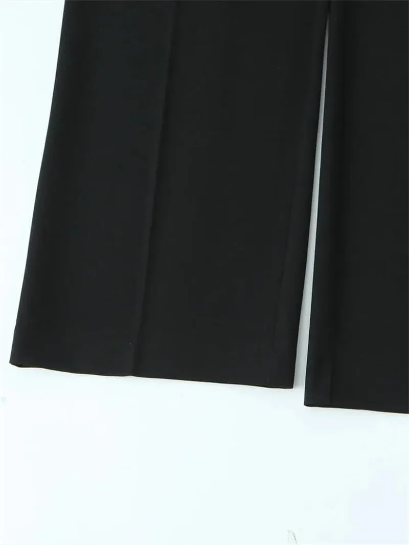 Women's Solid Lace Up Side Zipper Straight Pants Vintage High Elastic Waist Trousers