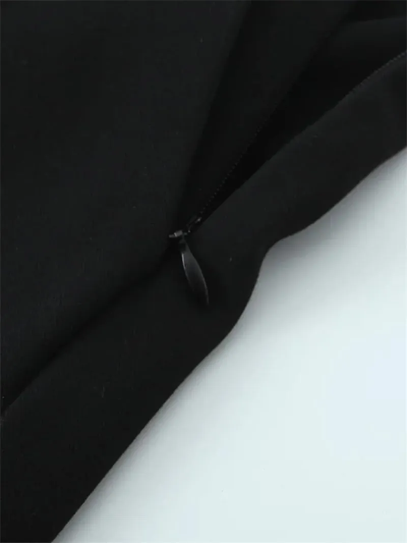 Women's Solid Lace Up Side Zipper Straight Pants Vintage High Elastic Waist Trousers