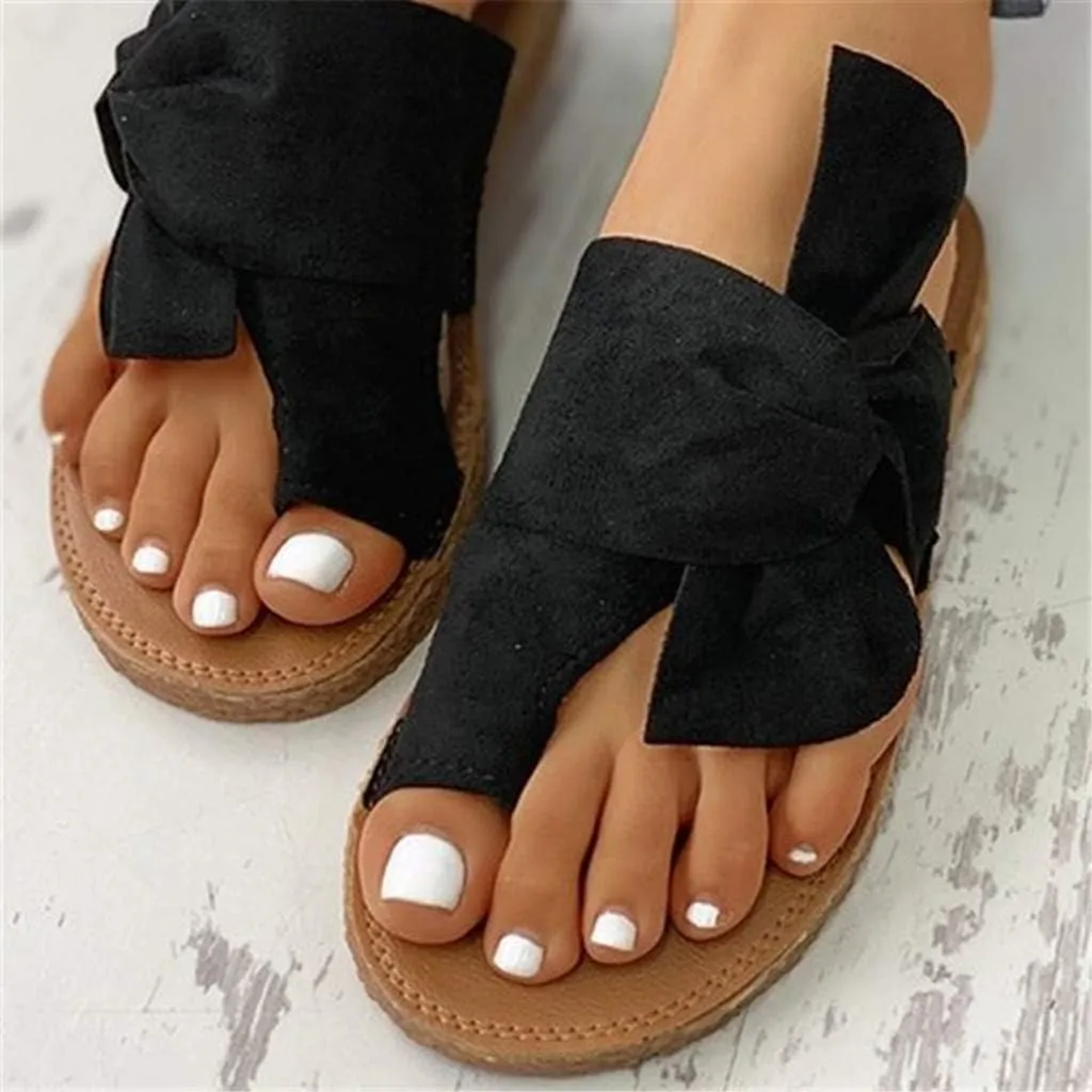 Womens Summer Beach Sandals Flat Slides Comfortable Slip On Leather Open Toe Dressy Memory Foam Adjustable Buckle Support