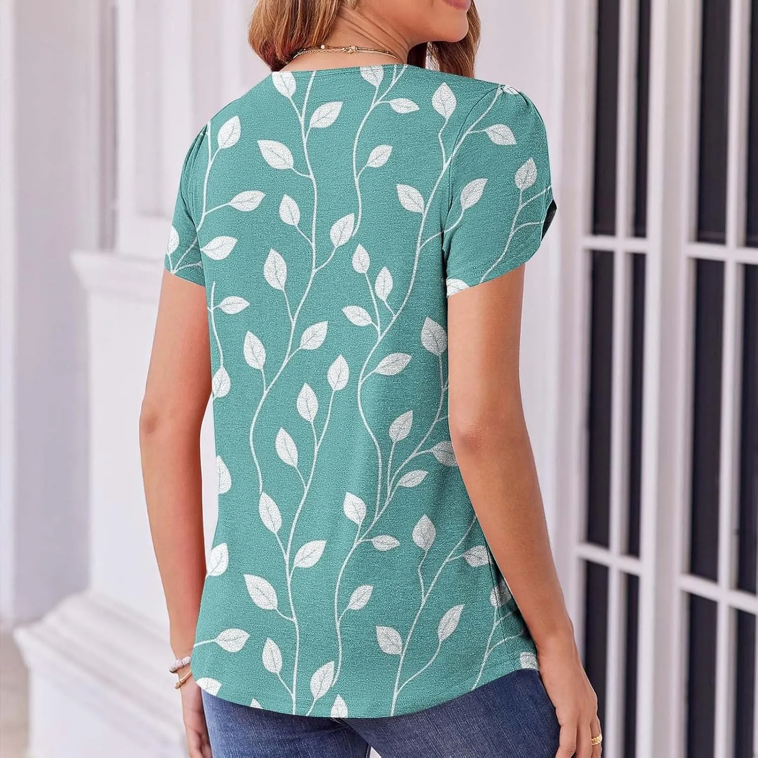Womens Summer Tops 2025 Dressy Casual Petal Short Sleeve Shirts Crewneck Trendy Tunic Blouses Cute Tees