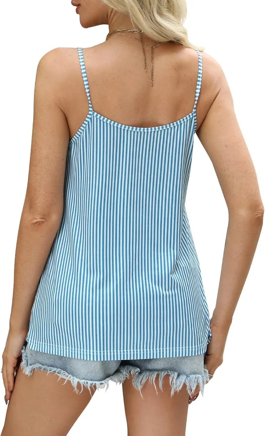 Womens Tank Tops Striped Camisole Ruffle Trendy Summer Off Shoulder Cami Tops 2025 Fashion Beach Vacation Clothes