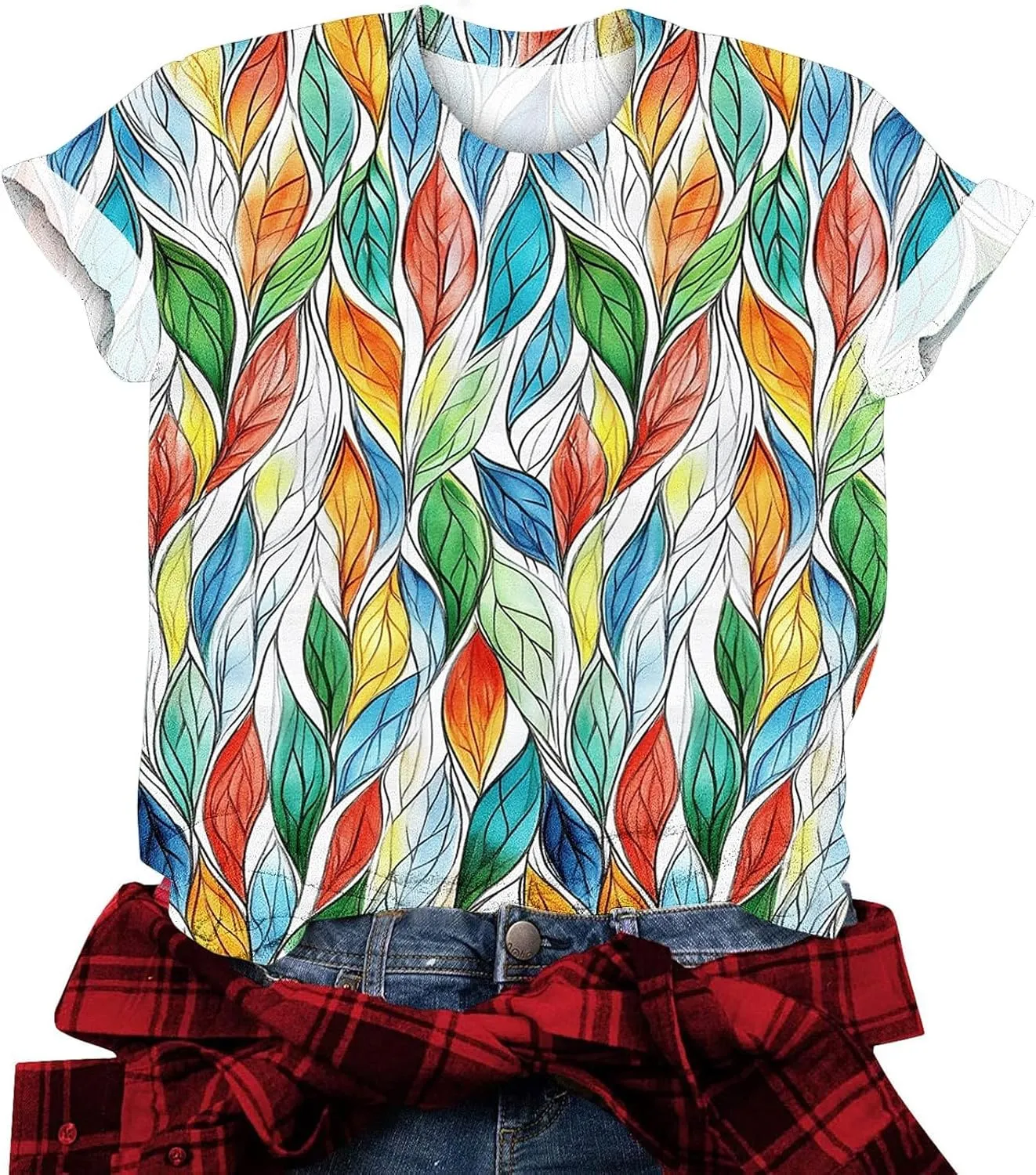 Womens Tops Dressy Casual Short Sleeve Shirts Retro Cute Floral Print Tshirt Tunic Pullover Petite Blouse 2025 Spring