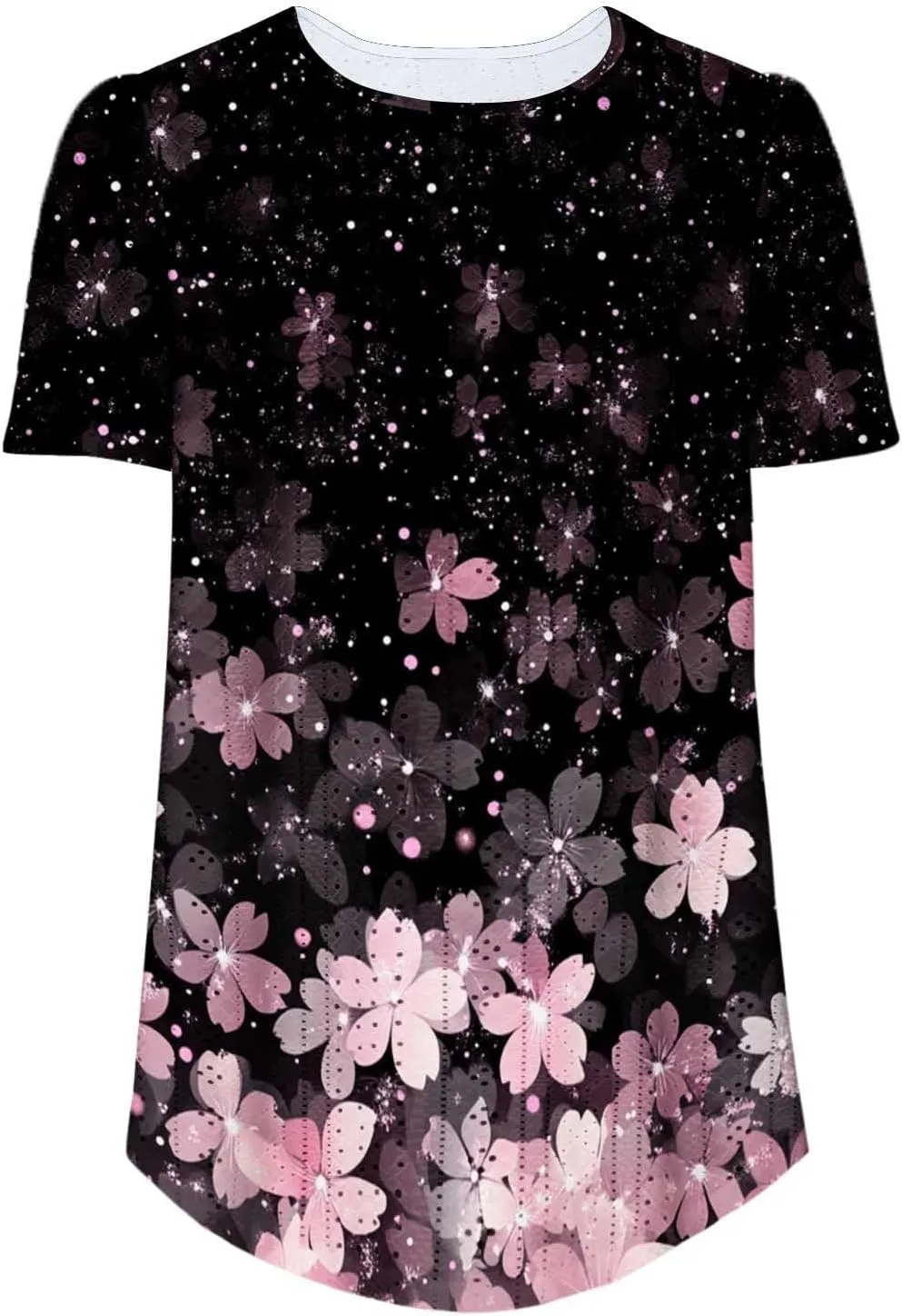 Womens Tops Eyelet Embroidery Scooped Neck Short Sleeve T Shirts Dressy Casual Summer Spring Cute Print Tees