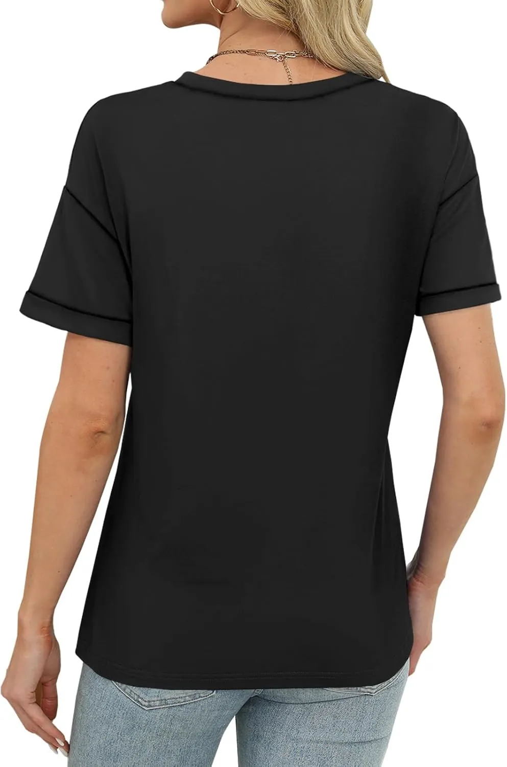 Womens Tops Trendy Short Sleeve Shirts Spring Crew Neck Casual Blouses for Women Summer Tshirts S-XXL