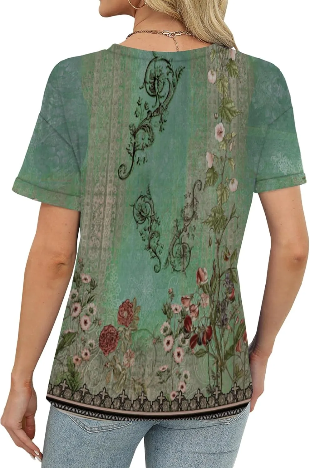 Womens Tops Trendy Short Sleeve Shirts Spring Crew Neck Casual Blouses for Women Summer Tshirts S-XXL